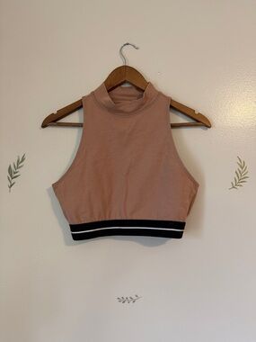 Forever 21 Mock Neck Crop Tank Top in Dusty Rose